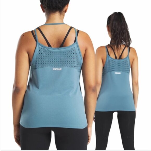 Gymshark Energy+ Seamless Loose Vest - Blue Stone Size Large - Picture 2 of 7